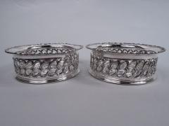  Tiffany Co Pair of Tiffany Edwardian Classical Silver Plated Wine Bottle Coasters - 3765213