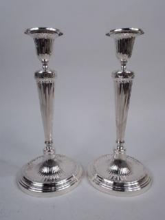  Tiffany Co Pair of Tiffany English Neoclassical Sterling Silver Candlesticks - 3767050