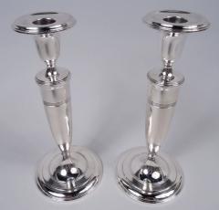  Tiffany Co Pair of Tiffany Modern Classical Sterling Silver Candlesticks - 3774061