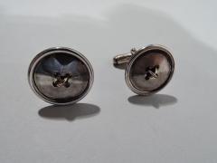  Tiffany Co Pair of Tiffany Sterling Silver 18k Gold Jokey Button Cufflinks - 3750663