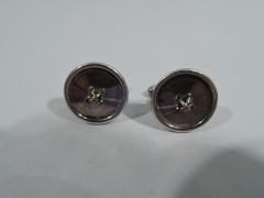  Tiffany Co Pair of Tiffany Sterling Silver 18k Gold Jokey Button Cufflinks - 3750669