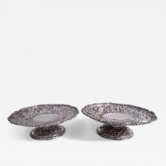  Tiffany Co Pair of Tiffany Victorian Classical Repousse Sterling Silver Compotes - 4344682