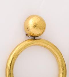  Tiffany Co Paloma Picasso for Tiffany Co 18K Yellow Gold Hammered Hoop Earrings - 4270339