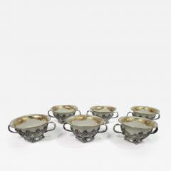  Tiffany Co Rare Tiffany Chrysanthemum Bouillon Bowls Original Lenox Inserts - 3755726