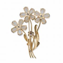  Tiffany Co Retro Tiffany Co Moonstone and Sapphire Flower Brooch - 4168004