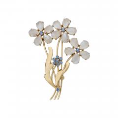  Tiffany Co Retro Tiffany Co Moonstone and Sapphire Flower Brooch - 4169373