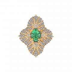  Tiffany Co SCHLUMBERGER PLATINUM 18K YELLOW GOLD 12 00CT GREEN EMERALD AND DIAMOND BROOCH - 3407374