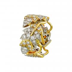  Tiffany Co SCHLUMBERGER PLATINUM 18K YELLOW GOLD FLORAL DIAMOND WEDDING BAND - 1798623