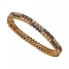  Tiffany Co Sapphire and Diamond Double Line Bracelet - 3436097