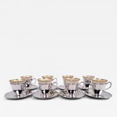  Tiffany Co Set of 8 Tiffany Edwardian Demitasse Coffee Holders Lenox Liners - 4538818