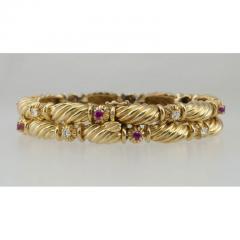  Tiffany Co TIFFANY AND CO 18K YELLOW GOLD RUBY AND DIAMOND DOUBLE ROW BRACELET CIRCA 1990S - 2710981