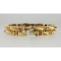  Tiffany Co TIFFANY AND CO 18K YELLOW GOLD RUBY AND DIAMOND DOUBLE ROW BRACELET CIRCA 1990S - 2710982