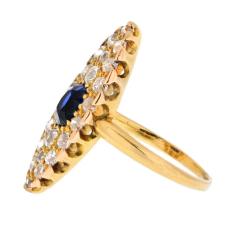  Tiffany Co TIFFANY CO 14K YELLOW GOLD BURMA SAPPHIRE AND OLD CUT DIAMOND NAVETTE RING - 3332873