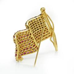  Tiffany Co TIFFANY CO 18K GOLD AMERICAN FLAG WITH DIAMONDS RUBIES SAPPHIRES BROOCH - 1721118