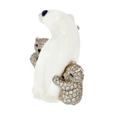  Tiffany Co TIFFANY CO 18K WHITE GOLD CHALCEDONY POLAR BEAR BROOCH - 2029627