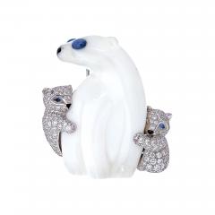  Tiffany Co TIFFANY CO 18K WHITE GOLD CHALCEDONY POLAR BEAR BROOCH - 2030195