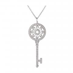  Tiffany Co TIFFANY CO 18K WHITE GOLD DIAMOND PETALS KEY PENDANT - 3359624