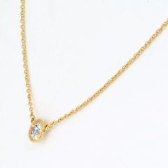  Tiffany Co TIFFANY CO 18K YELLOW GOLD 0 45CT ROUND DIAMOND BEZEL SET PENDANT NECKLACE - 3313272