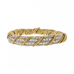  Tiffany Co TIFFANY CO 18K YELLOW GOLD 4 50 CARATS DIAMOND WOVEN ROPES BANGLE BRACELET - 1942266