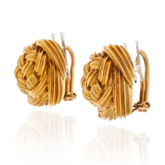  Tiffany Co TIFFANY CO 18K YELLOW GOLD BASKET WEAVE VINTAGE CLIP EARRINGS - 2744483