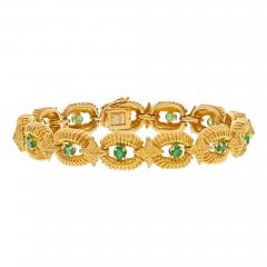  Tiffany Co TIFFANY CO 18K YELLOW GOLD ESTATE WOVEN OPEN LINK ROUND EMERALD BRACELET - 2920658