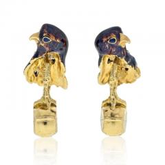  Tiffany Co TIFFANY CO 18K YELLOW GOLD FALCON EAGLE BIRD ENAMELED CUFF LINKS - 2483913