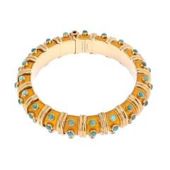  Tiffany Co TIFFANY CO 18K YELLOW GOLD SCHLUMBERGER ENAMEL TURQUOISE BRACELET - 2363202