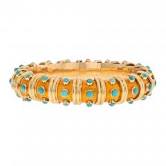  Tiffany Co TIFFANY CO 18K YELLOW GOLD SCHLUMBERGER ENAMEL TURQUOISE BRACELET - 2366612