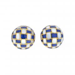  Tiffany Co TIFFANY CO ANGELA CUMMINGS LAPIS AND MOTHER OF PEARL INLAY CLIP EARRINGS - 2747394