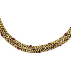  Tiffany Co TIFFANY CO CIRCA 1960S 18K YELLOW GOLD DIAMOND RUBY NECKLACE - 1721026