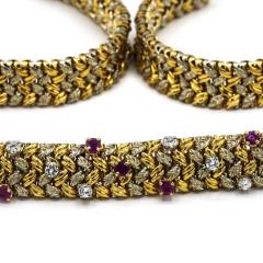  Tiffany Co TIFFANY CO CIRCA 1960S 18K YELLOW GOLD DIAMOND RUBY NECKLACE - 1721027