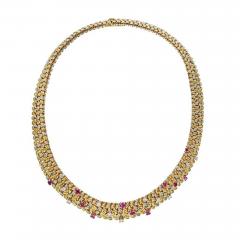  Tiffany Co TIFFANY CO CIRCA 1960S 18K YELLOW GOLD DIAMOND RUBY NECKLACE - 1721560