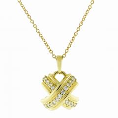  Tiffany Co TIFFANY CO GOLD SIGNATURE X WITH DIAMONDS PENDANT NECKLACE - 3562257
