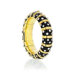  Tiffany Co TIFFANY CO PLATINUM 18K YELLOW GOLD PAILLONNE BLACK ENAMEL DIAMOND BRACELET - 1755580