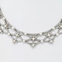  Tiffany Co TIFFANY CO PLATINUM DIAMOND AND PEARL COLLAR NECKLACE - 3135809