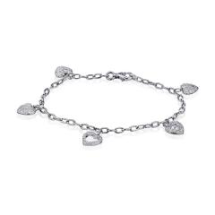  Tiffany Co TIFFANY CO PLATINUM DIAMOND HEART CHAIN CHARM BRACELET - 1721131