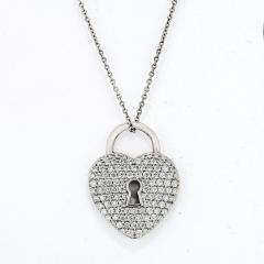  Tiffany Co TIFFANY CO PLATINUM DIAMOND HEART LOCK DESIGN PENDANT - 2326700