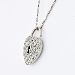 Tiffany Co TIFFANY CO PLATINUM DIAMOND HEART LOCK DESIGN PENDANT - 2326725