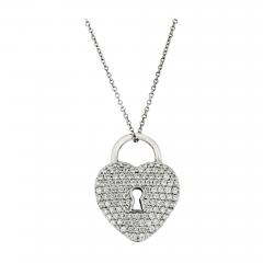  Tiffany Co TIFFANY CO PLATINUM DIAMOND HEART LOCK DESIGN PENDANT - 2327570