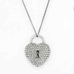  Tiffany Co TIFFANY CO PLATINUM PAVE DIAMOND HEART PENDANT - 2099029