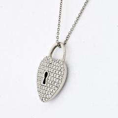  Tiffany Co TIFFANY CO PLATINUM PAVE DIAMOND HEART PENDANT - 2099032