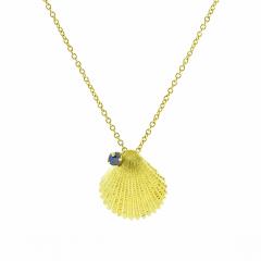  Tiffany Co TIFFANY CO SAPPHIRE AND GOLD SHELL PENDANT NECKLACE - 3576075