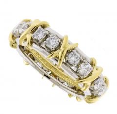 Tiffany Co TIFFANY CO SCHLUMBERGER 16 STONE DIAMOND PLATINUM AND GOLD X RING - 3620766
