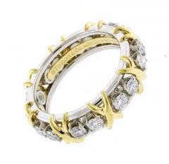  Tiffany Co TIFFANY CO SCHLUMBERGER 16 STONE DIAMOND PLATINUM AND GOLD X RING - 3620767