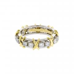  Tiffany Co TIFFANY CO SCHLUMBERGER 16 STONE DIAMOND PLATINUM AND GOLD X RING - 3621404