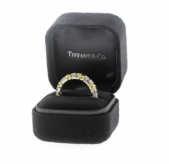  Tiffany Co TIFFANY CO SCHLUMBERGER 18 STONE DIAMOND PLATINUM AND GOLD X RING - 2768838