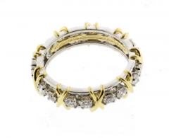  Tiffany Co TIFFANY CO SCHLUMBERGER 18 STONE DIAMOND PLATINUM AND GOLD X RING - 2768839