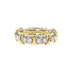  Tiffany Co TIFFANY CO SCHLUMBERGER 18 STONE DIAMOND PLATINUM AND GOLD X RING - 2769970