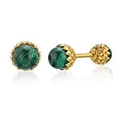  Tiffany Co TIFFANY CO SCHLUMBERGER 18K YELLOW GOLD ACORN GREEN MALACHITE CUFF LINKS - 1797270