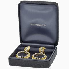  Tiffany Co TIFFANY CO SCHLUMBERGER 18K YG 1970S DIAMOND DROP HOOP TEXTURED EARRINGS - 2281941